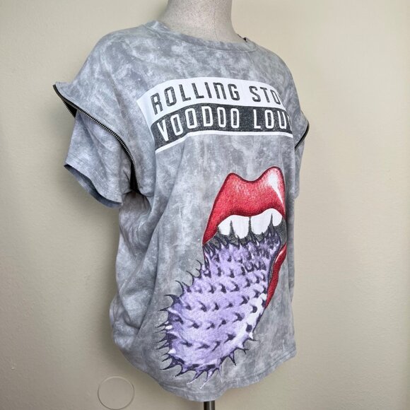 HONEYCUBE Rolling Stones Voodoo Lounge Graphic Tee With Zippered Sleeves Medium - Picture 2 of 8